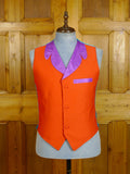 21/0729 distinctive nicosia bespoke tailor made terracotta worsted waistcoat w/ lilac trims 43 short to regular