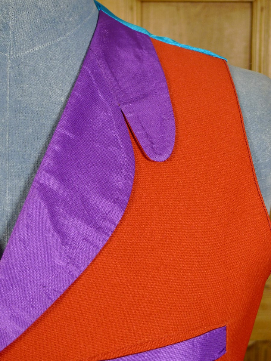 21/0729 distinctive nicosia bespoke tailor made terracotta worsted waistcoat w/ lilac trims 43 short to regular
