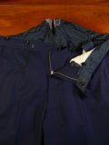 23/0250 vintage 1985 anderson & sheppard savile row bespoke navy blue herringbone worsted d/b suit 43-44 long