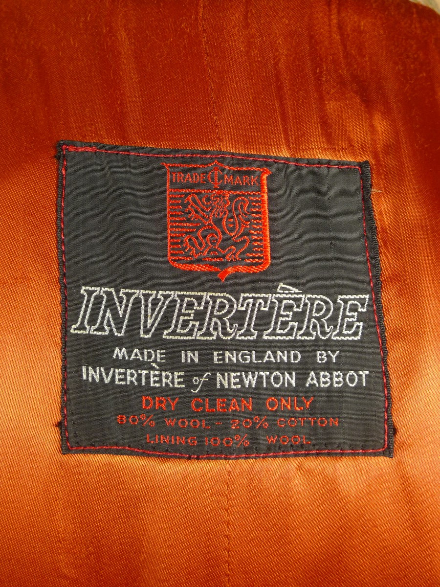 23/0304 vintage invertere windowpane check heavyweight twill raglan field coat w/ wool lining 42