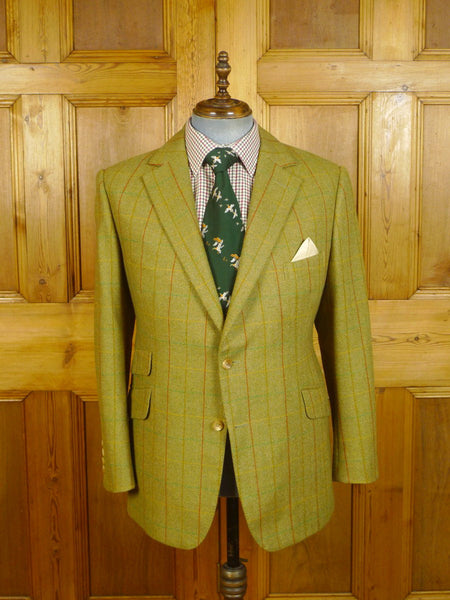 23/0695 immaculate 2009 doug hayward savile row bespoke green wp check tweed jacket 41 short