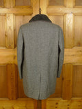 23/0774 beautiful & immaculate vintage gannex grey herringbone pea coat w/ 2-part fur collar 44