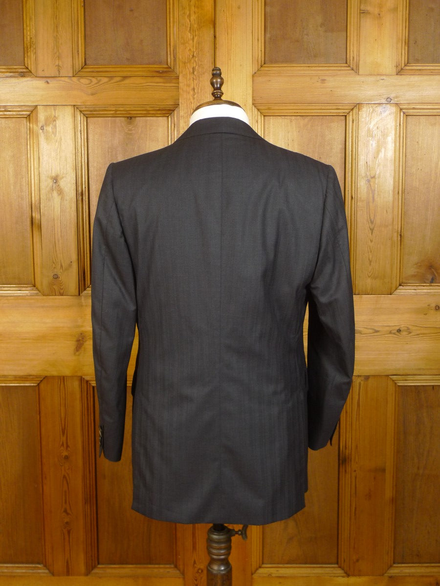 23/0880 immaculate 2014 henry rose savile row bespoke charcoal grey multi-stripe superfine 180s wool 3-piece suit 40-41 short