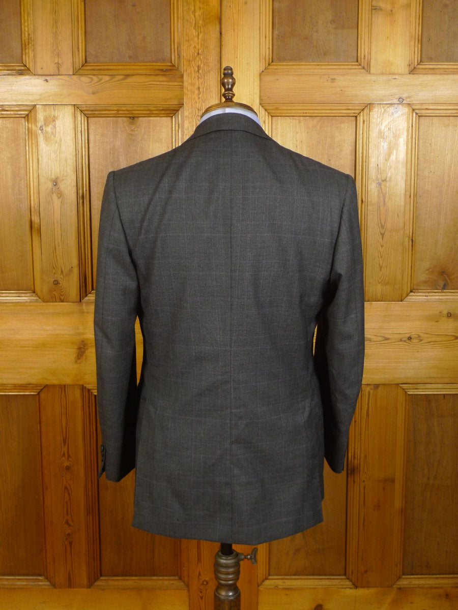 23/0877 immaculate 2015 henry rose savile row bespoke grey / lilac wp check wool & cashmere 3-piece suit 40-41 short