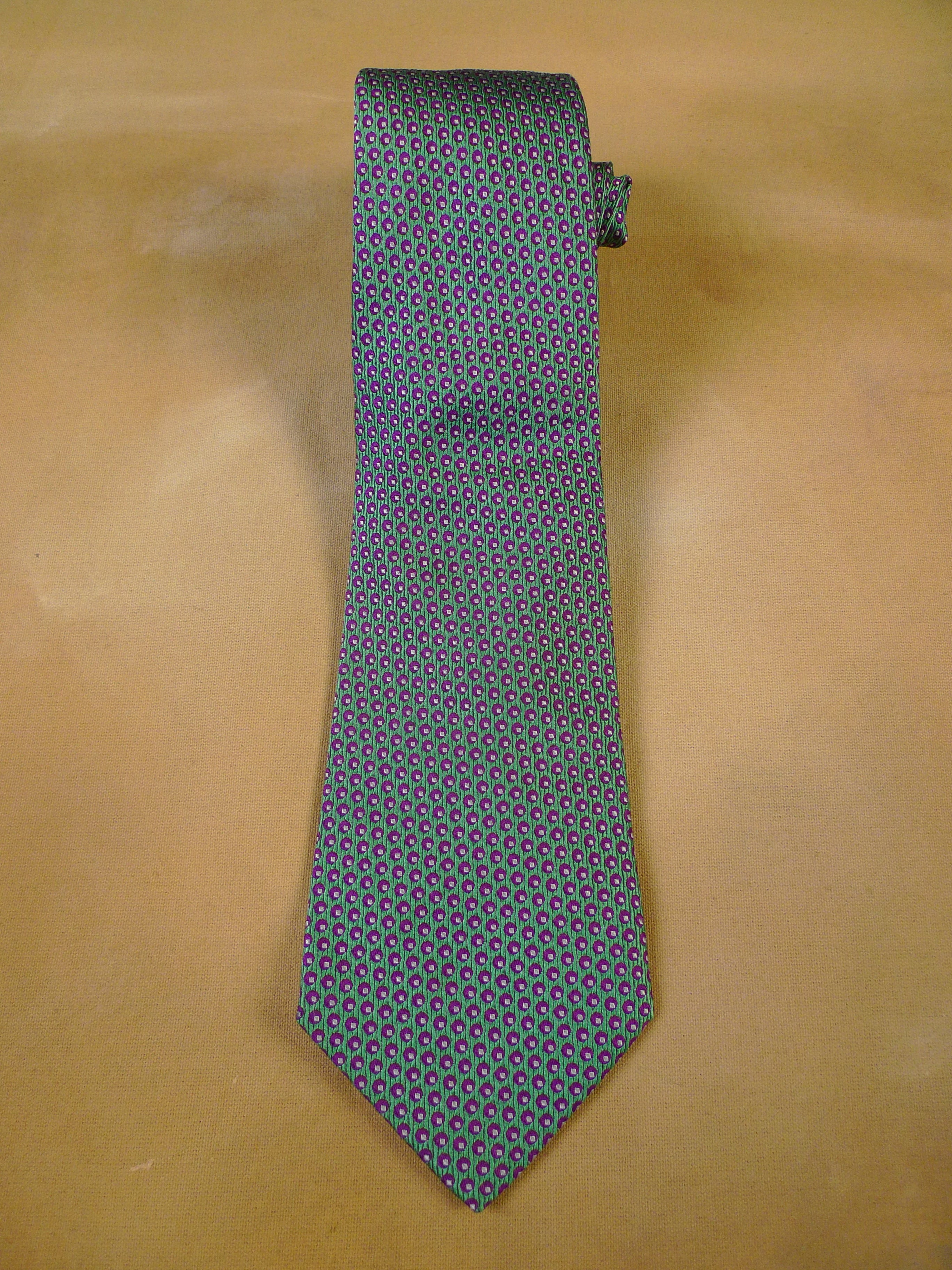 24/0096 immaculate turnbull & asser green purple 100% silk tie