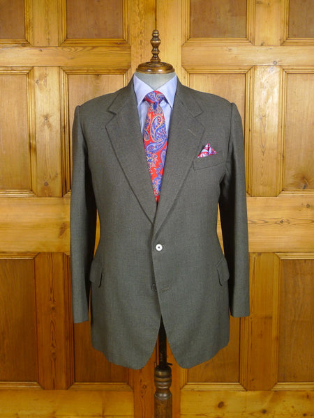 24/0215 vintage 1977 johns & pegg savile row bespoke grey birds-eye weave suit jacket 42 long