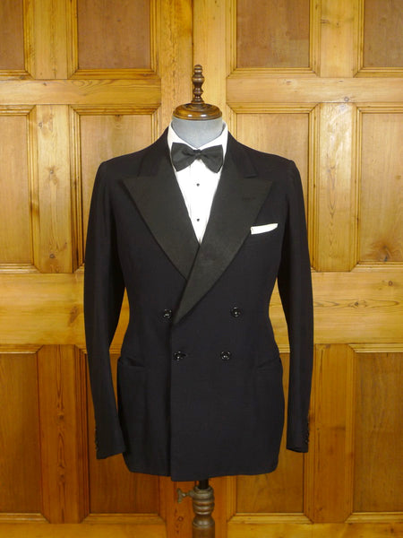 24/0207 antique 1920s savile row bespoke midnight blue barathea / grosgrain d/b dinner jacket 38-39 long