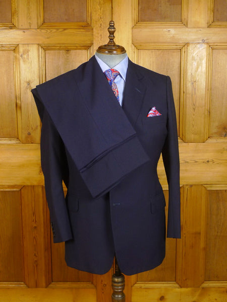 24/0256 immaculate vintage davies & sons savile row bespoke navy blue worsted suit w 2 pair trouser 42-43 regular