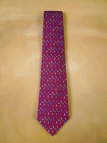 24/0279 new & unworn turnbull & asser Jermyn St. maroon gold blue geometric pattern 100% silk tie