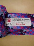24/0270 new & unworn turnbull & asser Jermyn St. blue pink maroon geometric pattern 100% silk tie