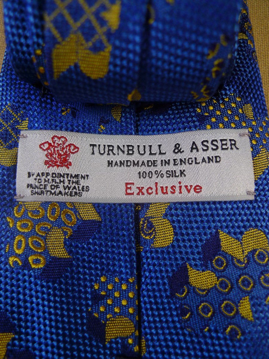 24/0269 new & unworn turnbull & asser Jermyn St. blue gold jigsaw pattern 100% silk tie