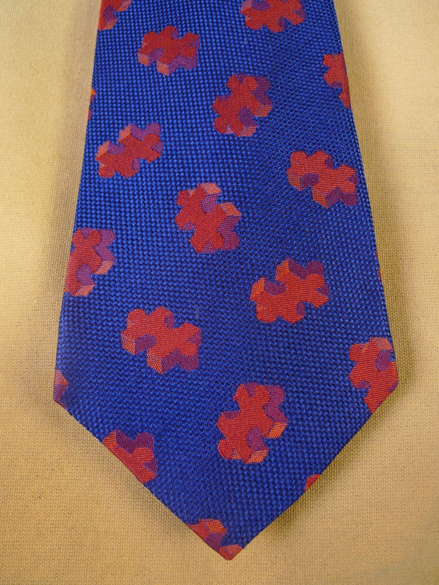 24/0286 new & unworn turnbull & asser Jermyn St. red blue jigsaw pattern 100% silk tie