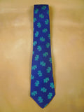 24/0262 turnbull & asser Jermyn Street blue green jigsaw pattern 100% silk tie