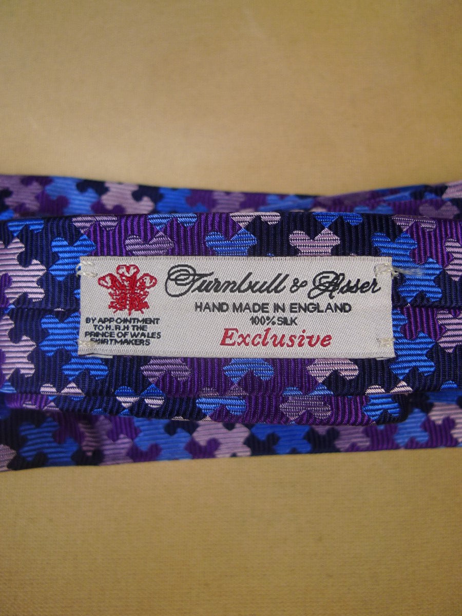 24/0285 new & unworn turnbull & asser Jermyn St. blue purple jigsaw pattern 100% silk tie