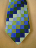 24/0271 new & unworn turnbull & asser Jermyn St. blue green geometric pattern 100% silk tie