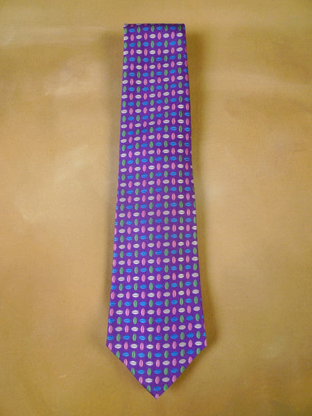 24/0273 new & unworn turnbull & asser Jermyn St. purple blue pink pattern 100% silk tie