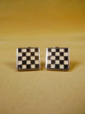 24/0383bw turnbull & asser black white chequerboard design cufflinks