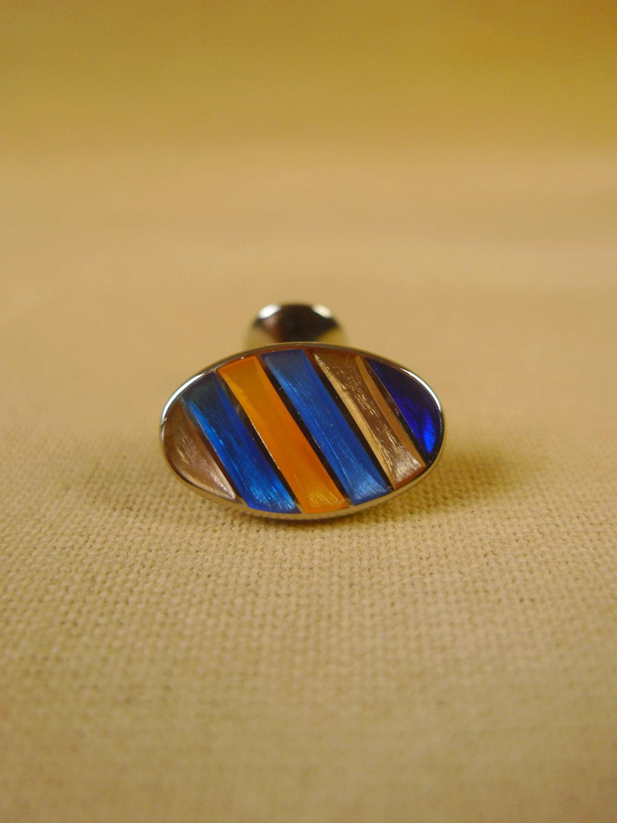 24/0389 turnbull & asser turquoise orange stripes design cufflinks