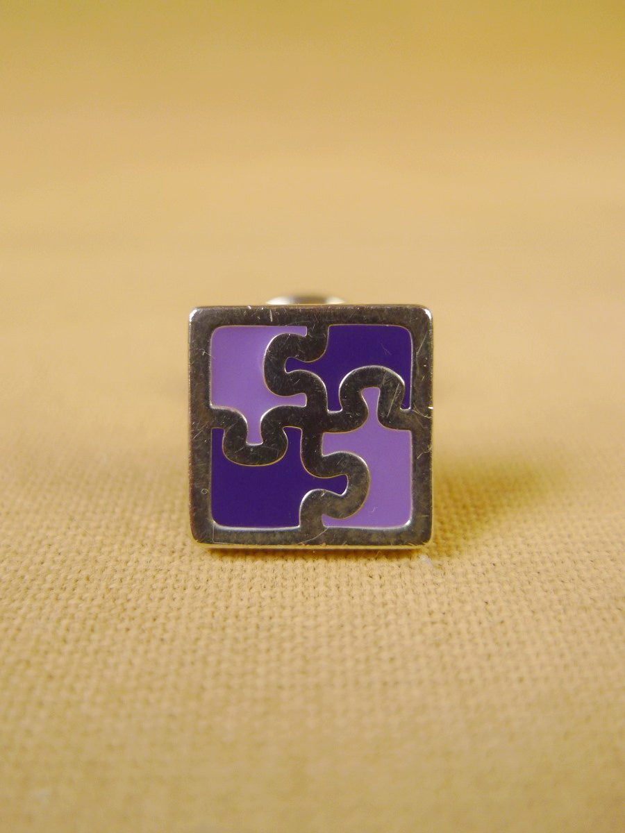 24/0387 turnbull & asser Purple jigsaw design cufflinks