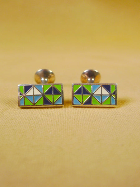24/0384gb turnbull & asser green blue diamonds design cufflinks