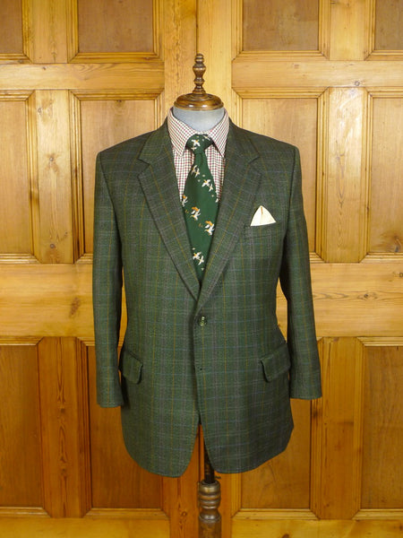 24/0338 near immaculate 2012 british bespoke tailor green wp check worsted twist sports jacket blazer 43 short
