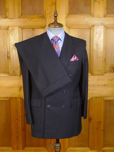24/0332 vintage 2002 huntsman savile row bespoke navy blue d/b worsted suit 38 short to regular