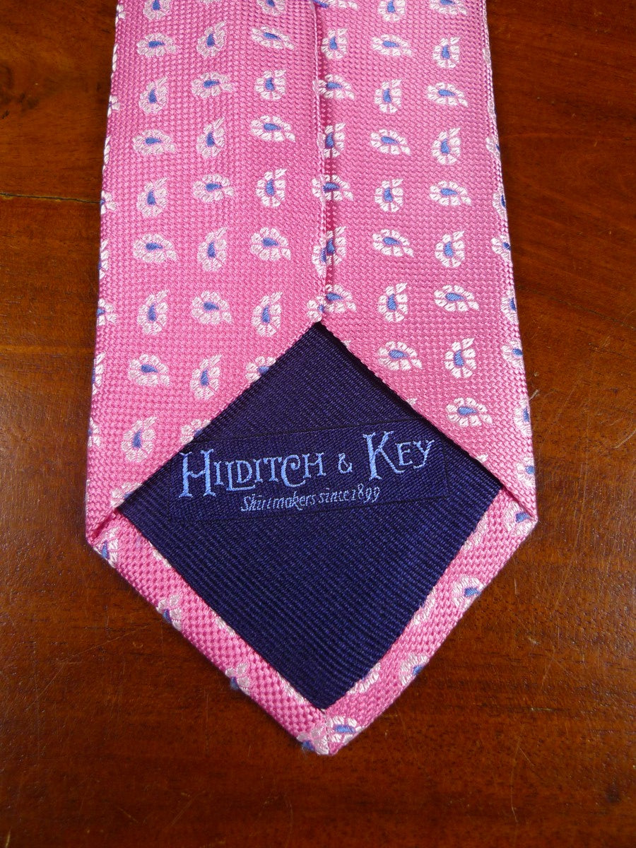 24/0345 New & unworn Hilditch & keys pink paisley pattern 100% silk tie