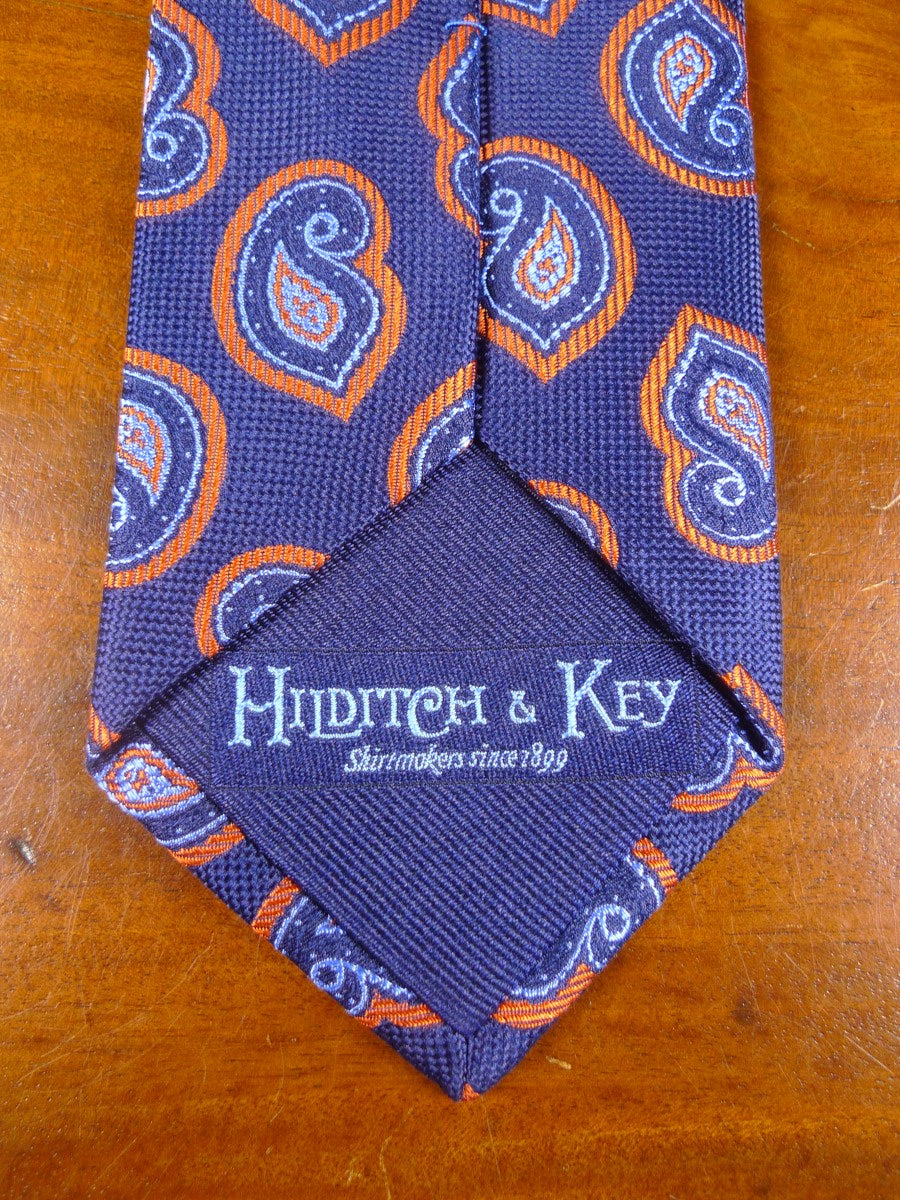 24/0346 New & unworn Hilditch & keys blue bronze paisley pattern 100% silk tie