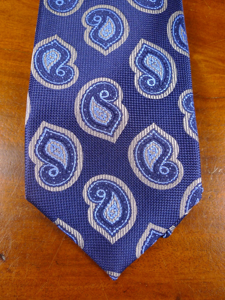 24/0347 New & unworn Hilditch & keys blue silver paisley pattern 100% silk tie