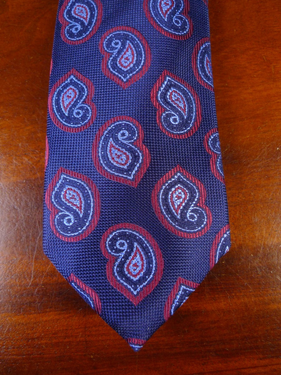 040413 New Hilditch & keys blue crimson paisley pattern 100% silk tie