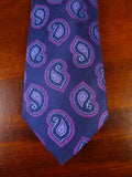 040412 New Hilditch & keys blue purple paisley pattern 100% silk tie