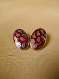 24/0380rd turnbull & asser sterling silver red paisley cufflinks