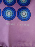 24/0399 new Turnbull & Asser JERMYN ST. mauve blue target pattern all silk pocket square