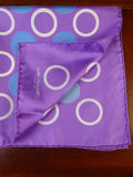 24/0398 new Turnbull & Asser JERMYN ST. purple blue circles pattern all silk pocket square