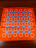 24/0397 new Turnbull & Asser JERMYN ST. orange blue circles pattern all silk pocket square