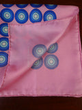 24/0400 new Turnbull & Asser JERMYN ST. pink blue target pattern all silk pocket square