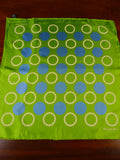 24/0395 new Turnbull & Asser JERMYN ST. green blue circles pattern all silk pocket square