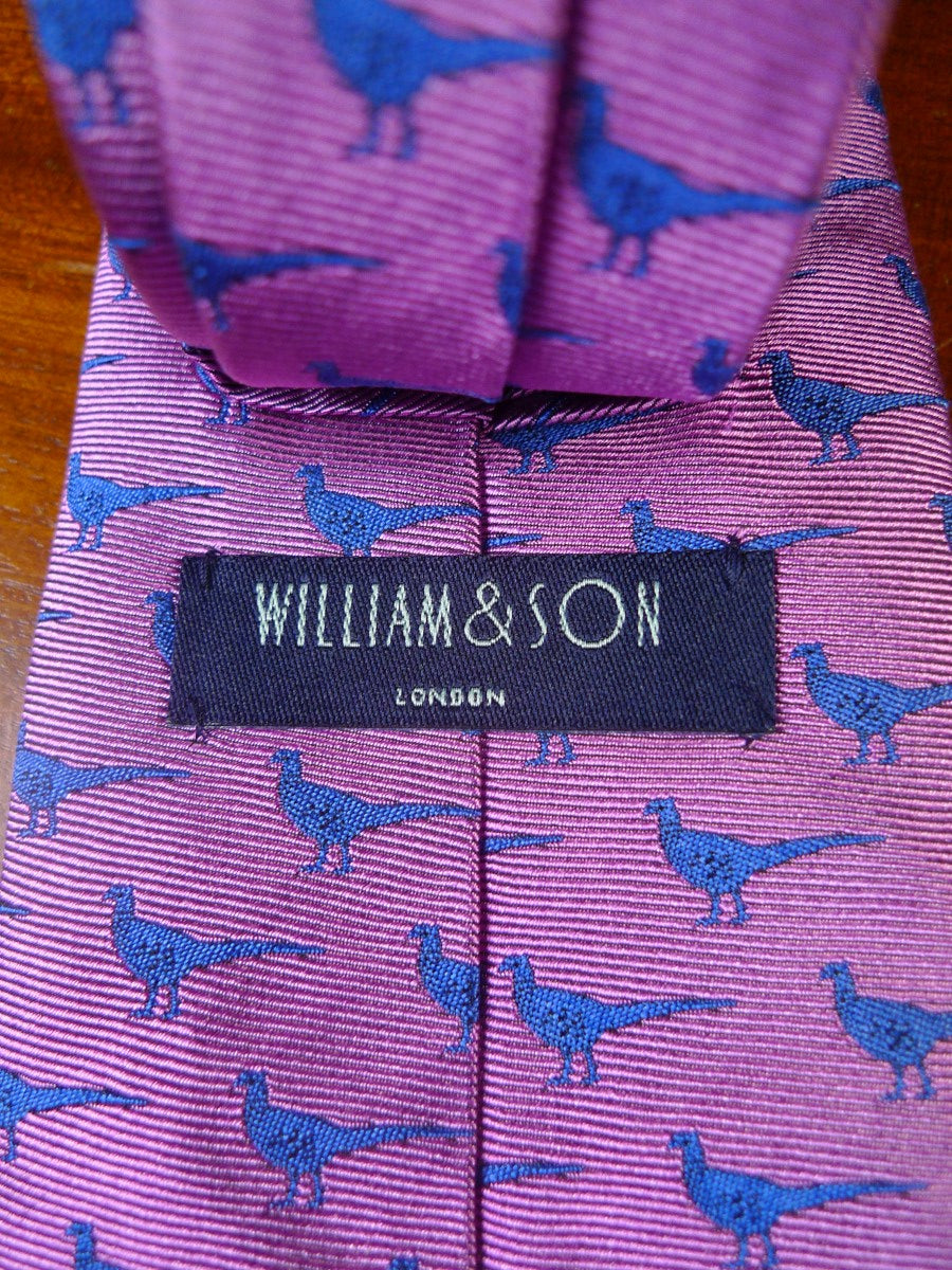 040426 New william & son blush pheasant pattern 100% silk tie