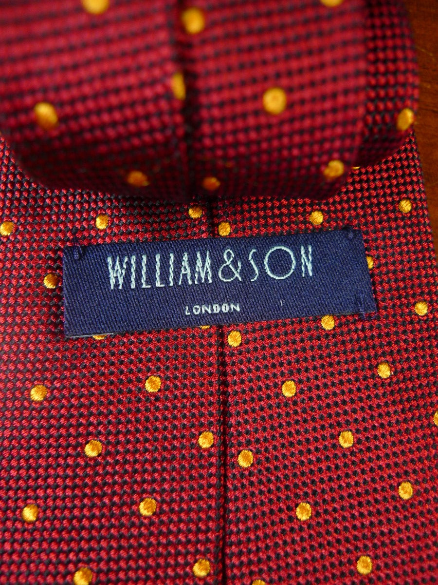 040423 New william & son crimson polka dot 100% silk tie