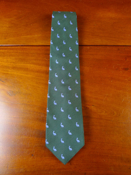 040429 New william & son green teal rabbit pattern 40% silk 60% wool tie