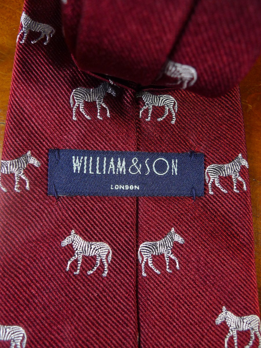 040427 New william & son crimson zebra pattern 100% silk tie