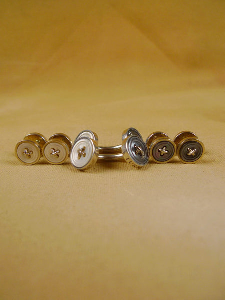 24/0375 immaculate set of turnbull & asser reversible hallmarked silver & mother of pearl cufflinks and 4 matching dress shirt studs (rrp £545)