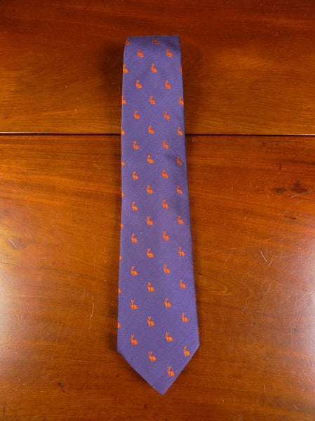 24/0406 New william & son blue bronze rabbit pattern 40% silk 60% wool tie