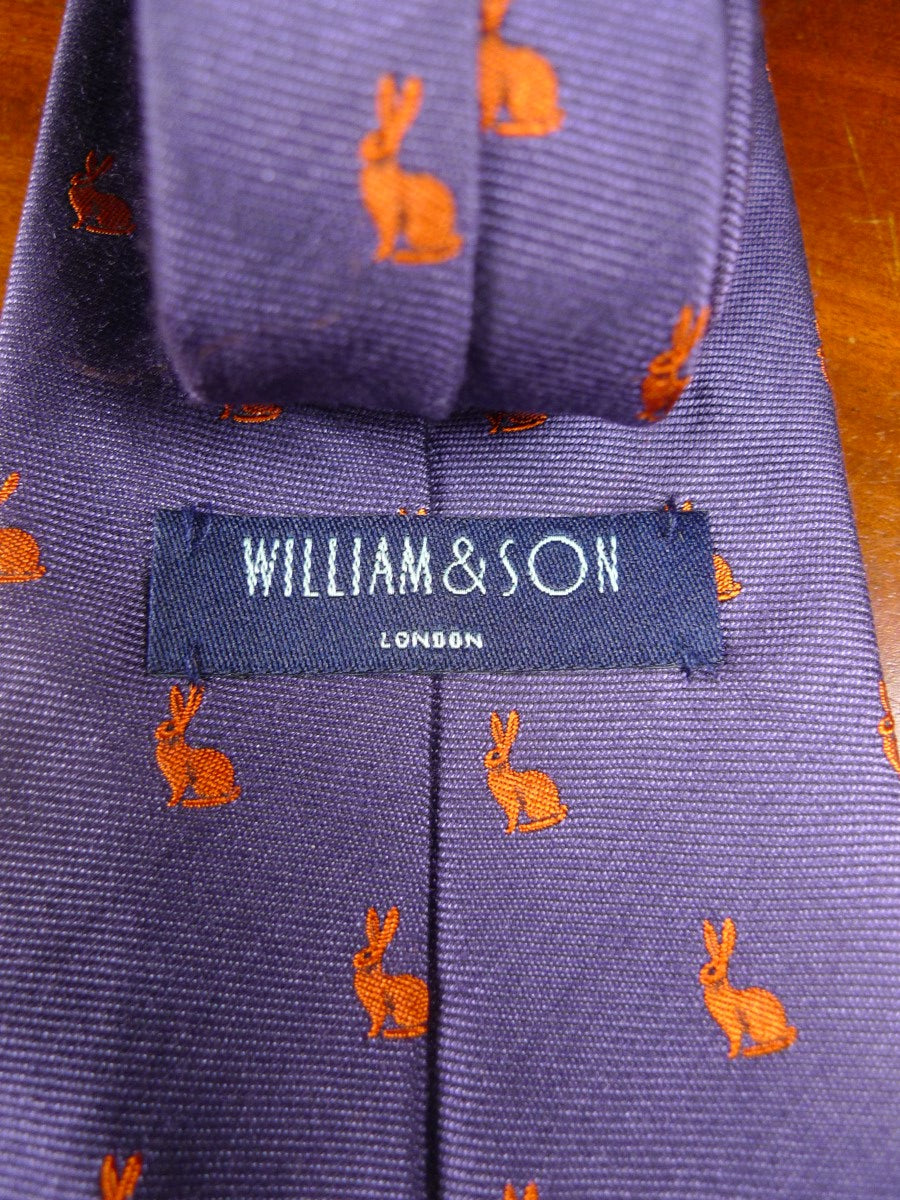 24/0406 New william & son blue bronze rabbit pattern 40% silk 60% wool tie