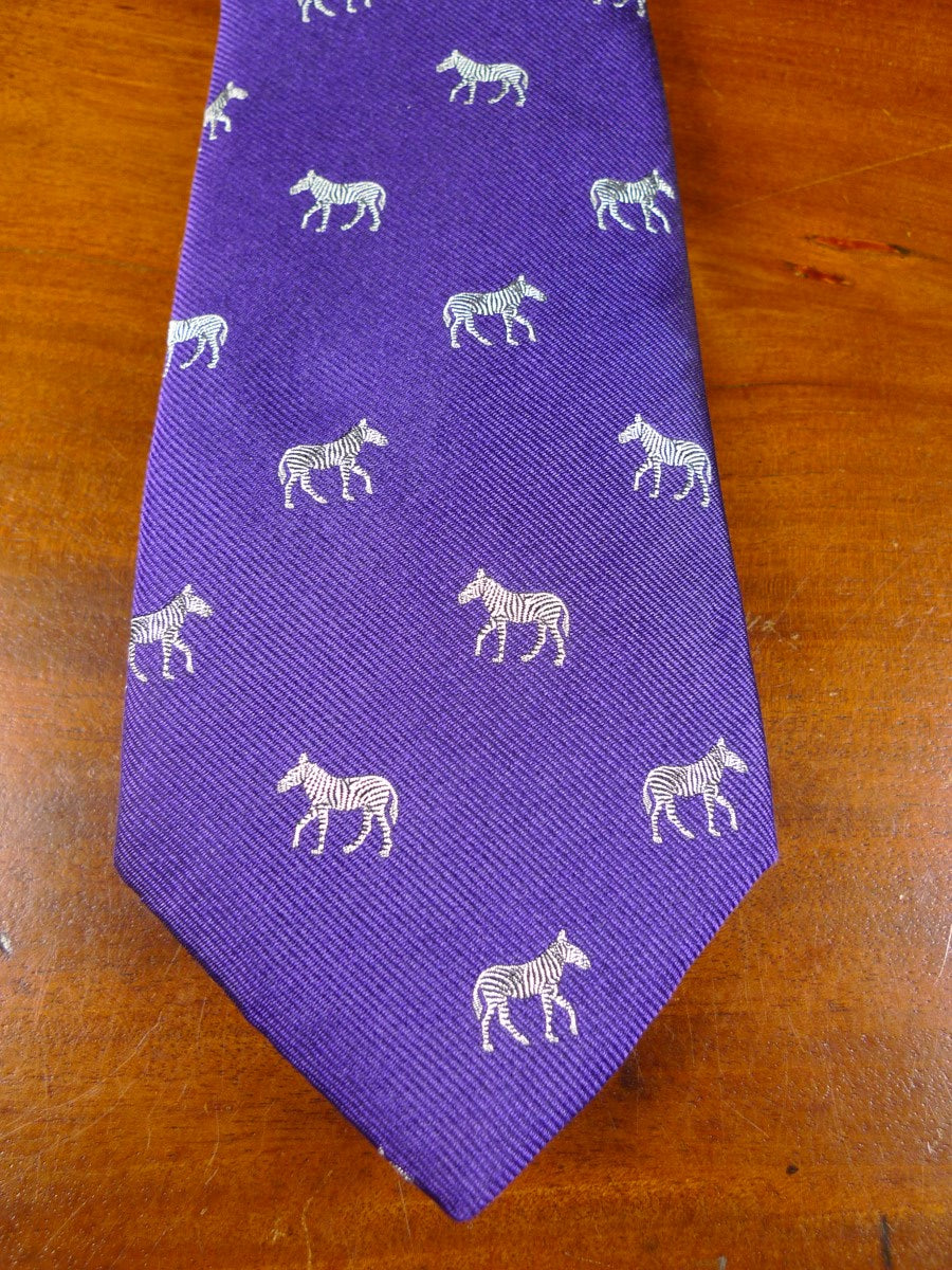 24/0403 New william & son purple zebra pattern 100% silk tie