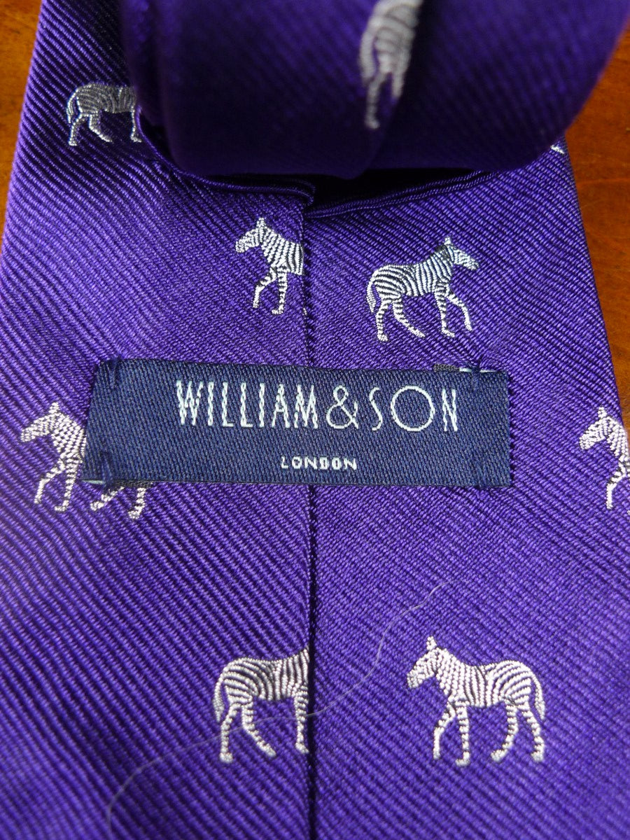 24/0403 New william & son purple zebra pattern 100% silk tie
