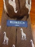 24/0407 New william & son brown giraffe pattern 100% silk tie