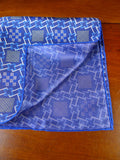 24/0415 new Turnbull & Asser JERMYN ST. blue geometric design all silk pocket square