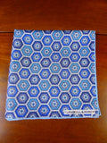 24/0413 new Turnbull & Asser JERMYN ST. blue hexagonal design all silk pocket square