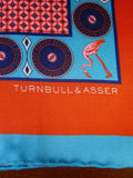24/0412 new Turnbull & Asser JERMYN ST. orange flamingo design all silk pocket square